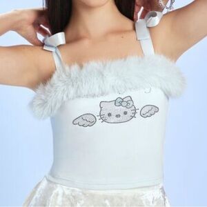 Angel Hello kitty faux fur cami rhinestone